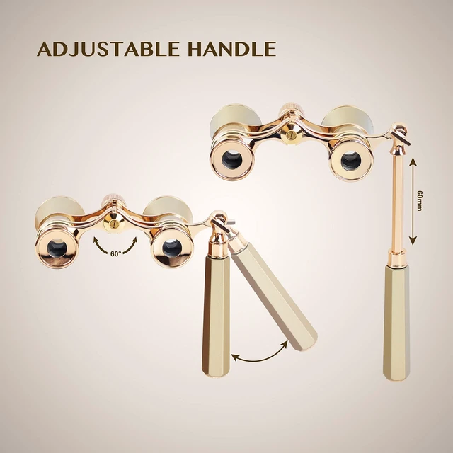 Alt view image 4 of 7 - Opera Glasses 3X25 Theater Binoculars with Retractable Handle Compact with Carrying Bag, Easy to Use with Center-Focus Knob, High-grade Aluminum Aalloy, Elegant Gift for Women (Gold)