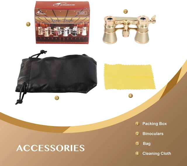 Alt view image 6 of 7 - Opera Glasses 3X25 Theater Binoculars with Retractable Handle Compact with Carrying Bag, Easy to Use with Center-Focus Knob, High-grade Aluminum Aalloy, Elegant Gift for Women (Gold)