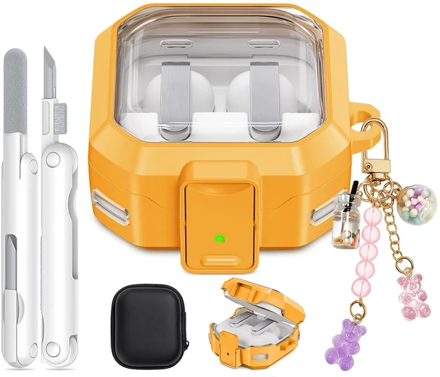 Main image of Secure Lock for Galaxy Buds 4 Pro Case and Buds 4 Case Cover, Clear Soft TPU Case with Cleaner Kit and Keychain for Women Girlu, Cute Cover for Samsung Galaxy Buds 4/4Pro 2026
