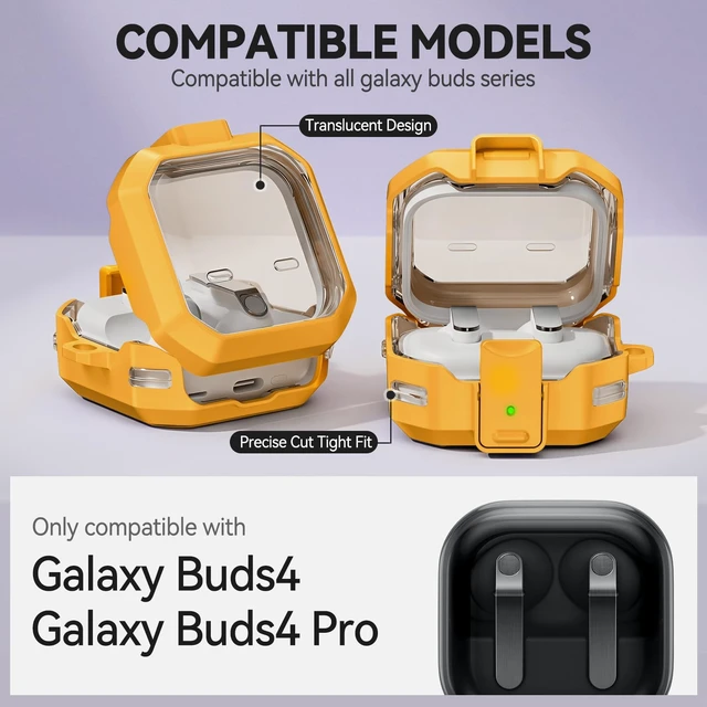 Alt view image 2 of 7 - Secure Lock for Galaxy Buds 4 Pro Case and Buds 4 Case Cover, Clear Soft TPU Case with Cleaner Kit and Keychain for Women Girlu, Cute Cover for Samsung Galaxy Buds 4/4Pro 2026