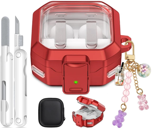 Main image of Secure Lock for Galaxy Buds 4 Pro Case and Buds 4 Case Cover, Clear Soft TPU Case with Cleaner Kit and Keychain for Women Girlu, Cute Cover for Samsung Galaxy Buds 4/4Pro 2026