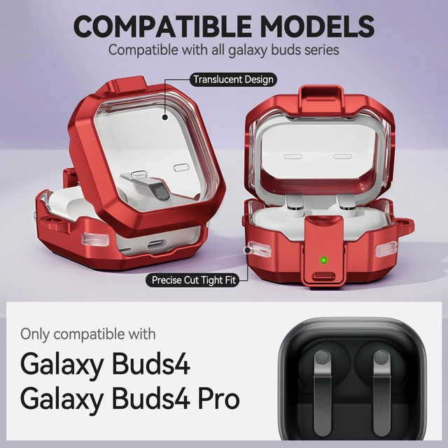 Alt view image 2 of 7 - Secure Lock for Galaxy Buds 4 Pro Case and Buds 4 Case Cover, Clear Soft TPU Case with Cleaner Kit and Keychain for Women Girlu, Cute Cover for Samsung Galaxy Buds 4/4Pro 2026