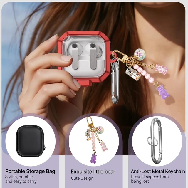 Alt view image 4 of 7 - Secure Lock for Galaxy Buds 4 Pro Case and Buds 4 Case Cover, Clear Soft TPU Case with Cleaner Kit and Keychain for Women Girlu, Cute Cover for Samsung Galaxy Buds 4/4Pro 2026