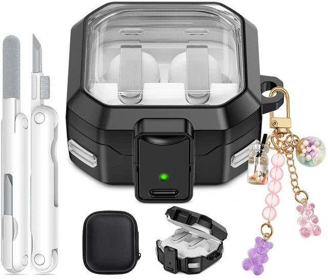 Main image of Secure Lock for Galaxy Buds 4 Pro Case and Buds 4 Case Cover, Clear Soft TPU Case with Cleaner Kit and Keychain for Women Girly, Cute Cover for Samsung Galaxy Buds 4/4Pro 2026