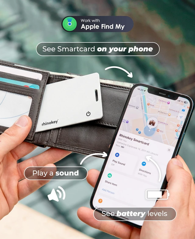 Alt view image 4 of 7 - ® Apple Find My Wallet Tracker Card, MFi Certified Bluetooth Tracker for iPhone, 0.07in Slim Credit Card Item Finder, IP68 Waterproof Rechargeable, Locator for Wallet, Luggage, Passport
