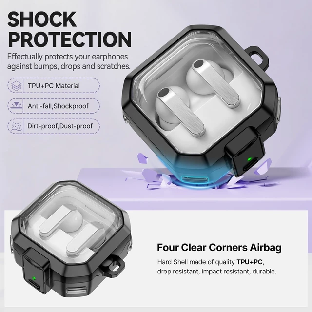 Alt view image 5 of 7 - Secure Lock for Galaxy Buds 4 Pro Case and Buds 4 Case Cover, Clear Soft TPU Case with Cleaner Kit and Keychain for Women Girly, Cute Cover for Samsung Galaxy Buds 4/4Pro 2026