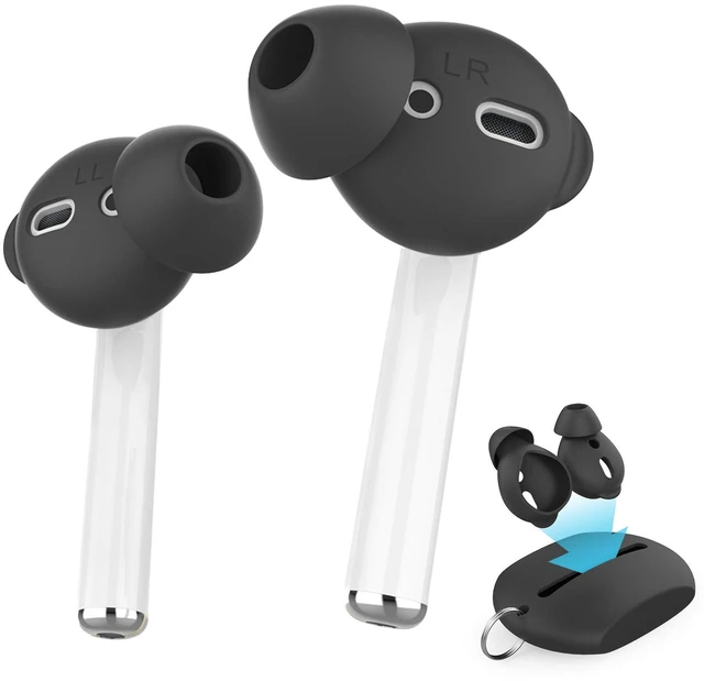Main image of 3 Pairs AirPods Ear Tips Silicone Earbuds Cover Added Storage Pouch, Noise Reduction, Anti Slip, Secure Fit, Comfortable Silicone Ear Tips Compatible with Apple AirPods