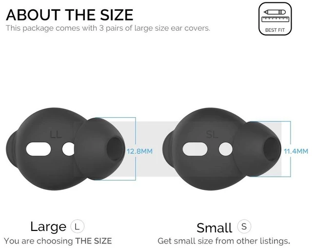 Alt view image 2 of 7 - 3 Pairs AirPods Ear Tips Silicone Earbuds Cover Added Storage Pouch, Noise Reduction, Anti Slip, Secure Fit, Comfortable Silicone Ear Tips Compatible with Apple AirPods