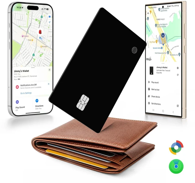 Main image of eirix 1 Pack Wallet Tracking Card (iOS and Android) Ultra Slim 0.07in IP68 Waterproof Rechargeable Work with Apple Find My & Google Find Hub, Item Locator for Card Holder,Passports,Money Clips