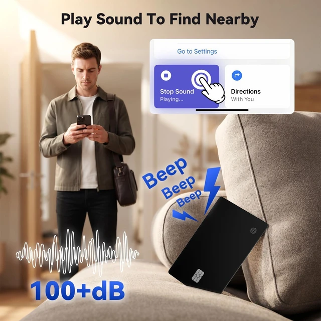 Alt view image 5 of 7 - eirix 1 Pack Wallet Tracking Card (iOS and Android) Ultra Slim 0.07in IP68 Waterproof Rechargeable Work with Apple Find My & Google Find Hub, Item Locator for Card Holder,Passports,Money Clips
