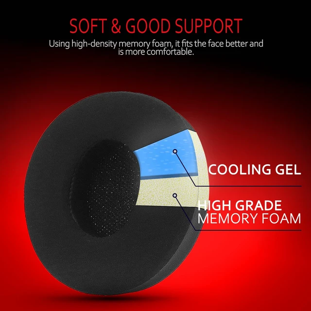 Alt view image 4 of 7 - Cooling-Gel Earpad Replacement for Beats Solo 2 & 3 Wireless/Wired Headphone, Instant-Chill Ear Cushion Premium Memory Foam with Kits, Superb Comfortable Easy to Install