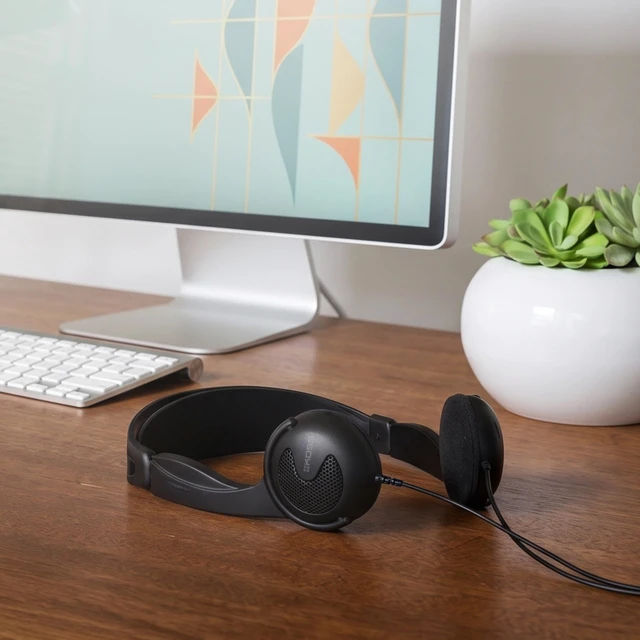 Alt view image 4 of 7 - KTXPro1 Titanium 90s Style On-Ear Headphones, Black, Volume Control Retro Style, Wired 3.5mm Plug, 60 ohm Dynamic Drivers