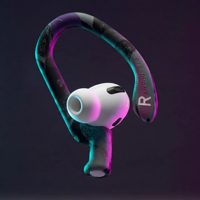 Alt view image 5 of 7 - HookZ Pro 3 - Adjustable Ear Hooks for AirPods Pro 3 Made by Wicked Cushions Malleable Core, Custom Fit, Secure & Comfortable, Patent Pending 90's Black