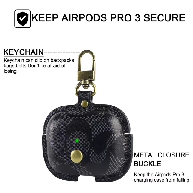 Alt view image 5 of 6 - for AirPods Pro 3 Case, Leather Cute Full Body Shockproof Protective Cover for AirPods Pro 3nd Generation Case for Women Men, Drop Protection (E)