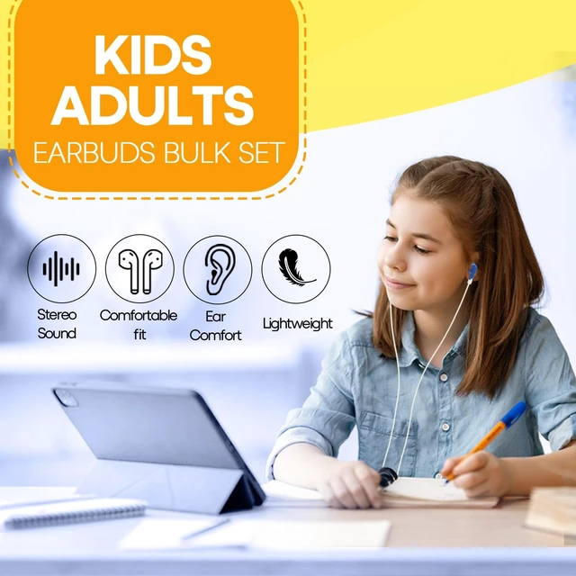 Alt view image 4 of 7 - Kids Earbuds for School Classroom Bulk 30 Pack Multi Color,Wholesale Wired Stereo in Ear Headphones Earphones for Students Teachers Children Toddler Teens Boys Girls,Individually Bagged(HTC101)