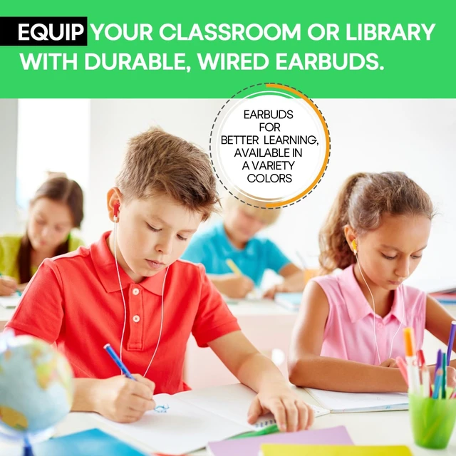 Alt view image 7 of 7 - Kids Earbuds for School Classroom Bulk 30 Pack Multi Color,Wholesale Wired Stereo in Ear Headphones Earphones for Students Teachers Children Toddler Teens Boys Girls,Individually Bagged(HTC101)