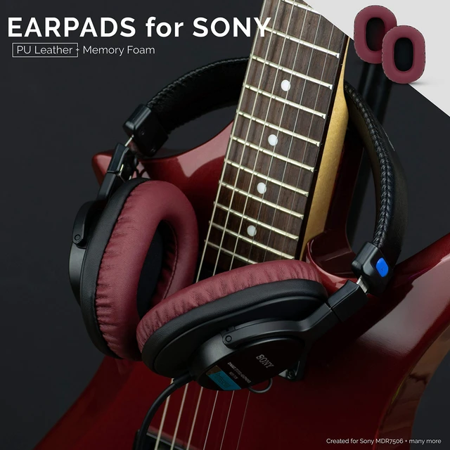 Alt view image 4 of 7 - Replacement Earpads for Sony MDR 7506, V6, CD900ST, Memory Foam Ear Pad & Suitable for Other On Ear Headphones, Dark Red
