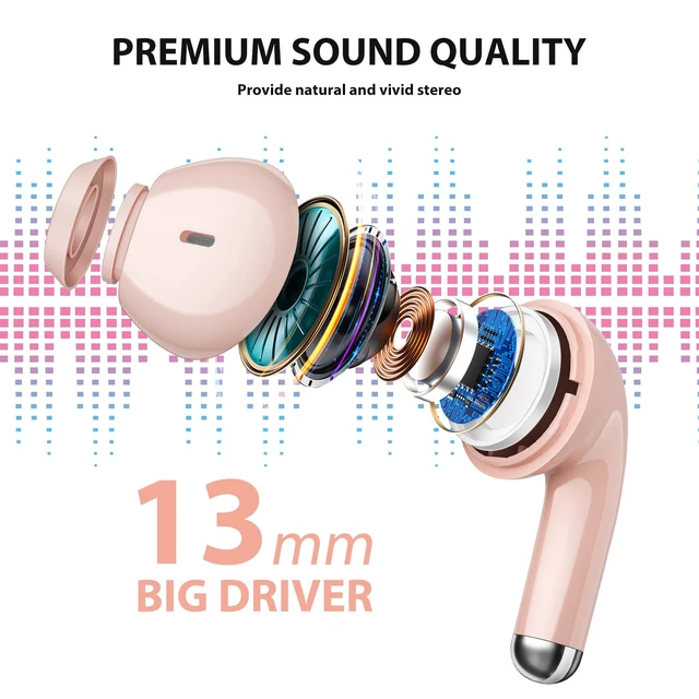 Alt view image 3 of 7 - Wireless Earbud for Samsung S26 S25 S24 Ultra S23 Fe S22+ S21 Pink 5.3 Bluetooth Earbud Cordless Ear Bud with Mic Stereo Wireless Headphone for iPhone 17 Air 16 15 18 Pro Max Duo 14 Plus/Pixel