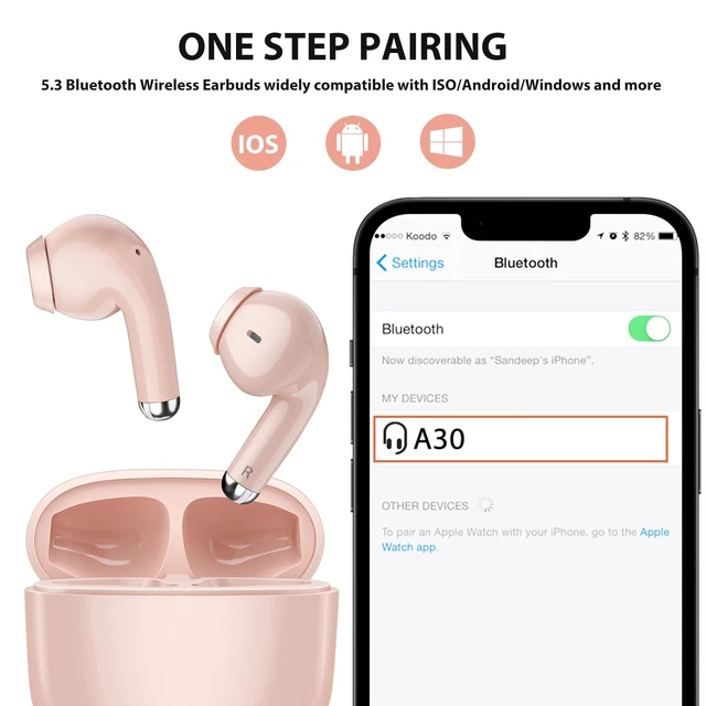 Alt view image 6 of 7 - Wireless Earbud for Samsung S26 S25 S24 Ultra S23 Fe S22+ S21 Pink 5.3 Bluetooth Earbud Cordless Ear Bud with Mic Stereo Wireless Headphone for iPhone 17 Air 16 15 18 Pro Max Duo 14 Plus/Pixel