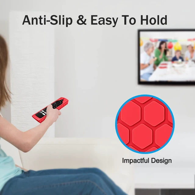 Alt view image 7 of 7 - Silicone Case for Fire TV Alexa Voice Remote Enhanced, Red Fire TV Stick 4K Max (2nd Gen)/Toshiba/Insignia/Pioneer/2-Series/4-Series/Omni Remote, Shockproof Cover, Anti Slip