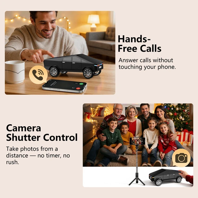 Alt view image 4 of 6 - Cybertruck Bluetooth Speaker for Car Mini Wireless Speaker with LED Lights, FM Radio, USB/TF Card, TWS Stereo, for Dad Car Lover Gift from Daughter or Son
