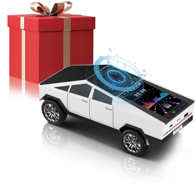 Main image of Cybertruck Bluetooth Speaker for Car Mini Wireless Speaker with LED Lights, FM Radio, USB/TF Card, TWS Stereo, for Dad Car Lover Gift from Daughter or Son