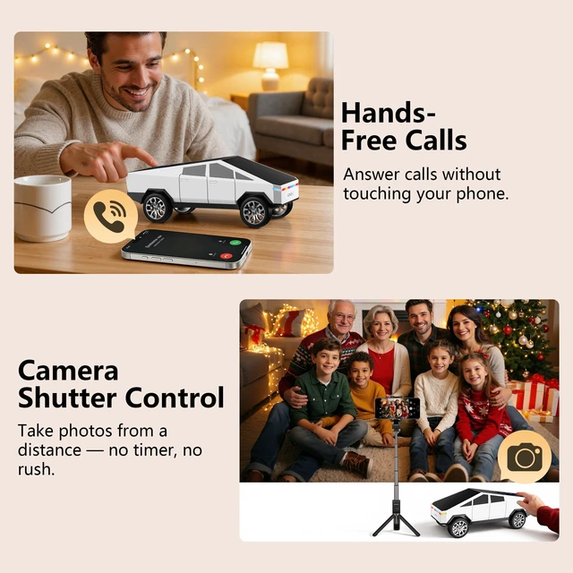 Alt view image 4 of 6 - Cybertruck Bluetooth Speaker for Car Mini Wireless Speaker with LED Lights, FM Radio, USB/TF Card, TWS Stereo, for Dad Car Lover Gift from Daughter or Son