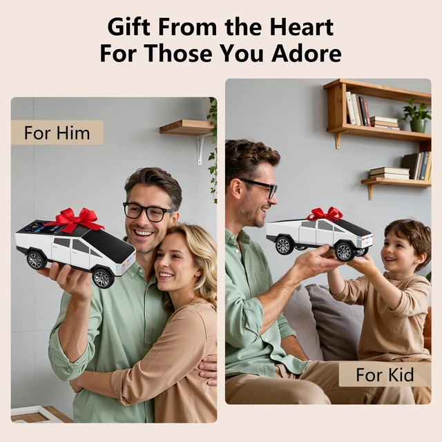 Alt view image 5 of 6 - Cybertruck Bluetooth Speaker for Car Mini Wireless Speaker with LED Lights, FM Radio, USB/TF Card, TWS Stereo, for Dad Car Lover Gift from Daughter or Son