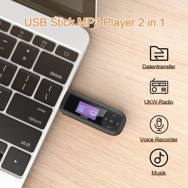 Alt view image 2 of 7 - 16GB USB C MP3 Player, A55S 2 in 1 Type-C & USB Stick Music Player Supports Replaceable AAA Battery, FM Radio, Recording