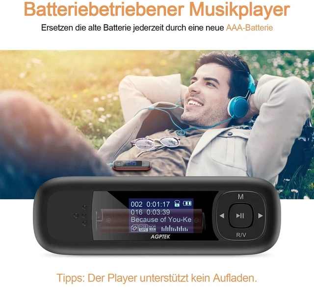 Alt view image 3 of 7 - 16GB USB C MP3 Player, A55S 2 in 1 Type-C & USB Stick Music Player Supports Replaceable AAA Battery, FM Radio, Recording