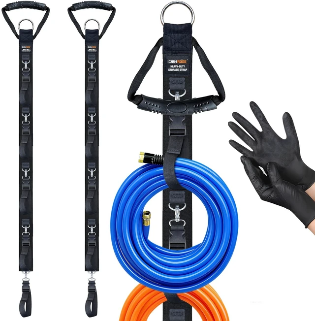 Main image of Extension Cord Organizer with 5 Detachable straps 2 PCS Extension Cord Holder, Garage Garden Storage Straps for Cable, Hose, Rope, Tool