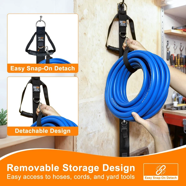 Alt view image 4 of 7 - Extension Cord Organizer with 5 Detachable straps 2 PCS Extension Cord Holder, Garage Garden Storage Straps for Cable, Hose, Rope, Tool