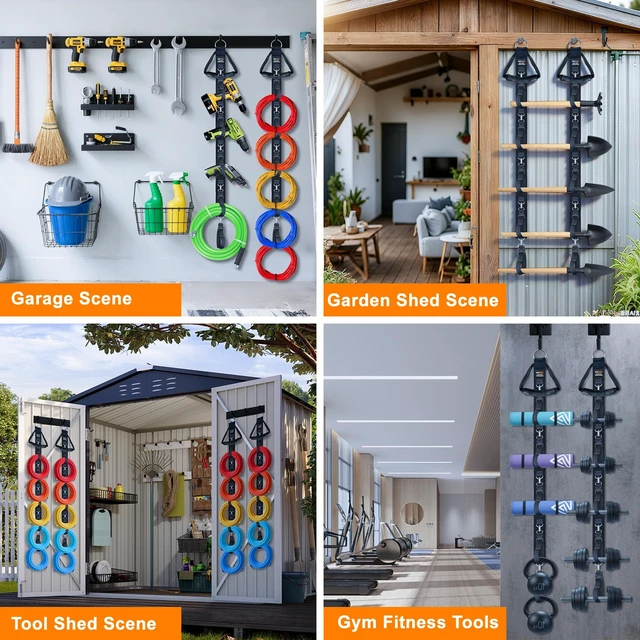 Alt view image 6 of 7 - Extension Cord Organizer with 5 Detachable straps 2 PCS Extension Cord Holder, Garage Garden Storage Straps for Cable, Hose, Rope, Tool