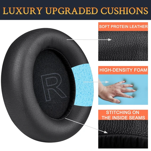Alt view image 6 of 7 - Earpads for Anker Q30/Q30i/Q35 Headphones - Black for Anker Soundcore Life Q30/Q30i/Q35 Headphones