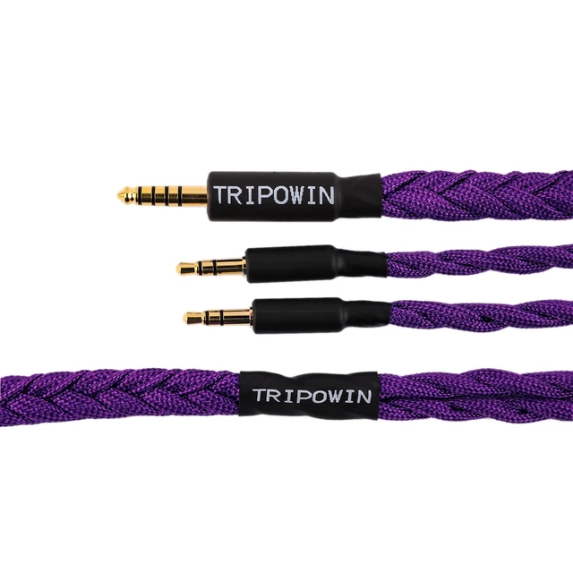 Alt view image 2 of 7 - Tripowin GranVia Upgraded OFC Headphone Replacement Cable Dual 3.5mm Connector to 4.4mm TRRRS Stereo Headphone Cable,for HE4XX/HE-400i/HE400se/Goldplanar/Focal ELEGIA, Purple, 1.5m