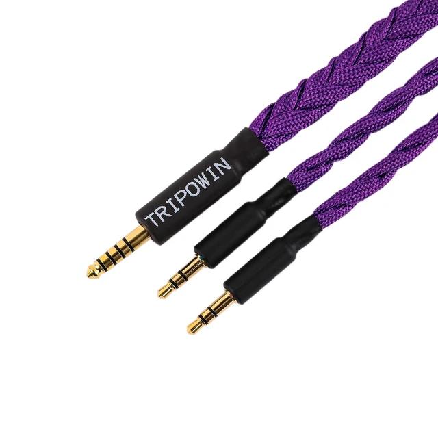 Alt view image 4 of 7 - Tripowin GranVia Upgraded OFC Headphone Replacement Cable Dual 3.5mm Connector to 4.4mm TRRRS Stereo Headphone Cable,for HE4XX/HE-400i/HE400se/Goldplanar/Focal ELEGIA, Purple, 1.5m