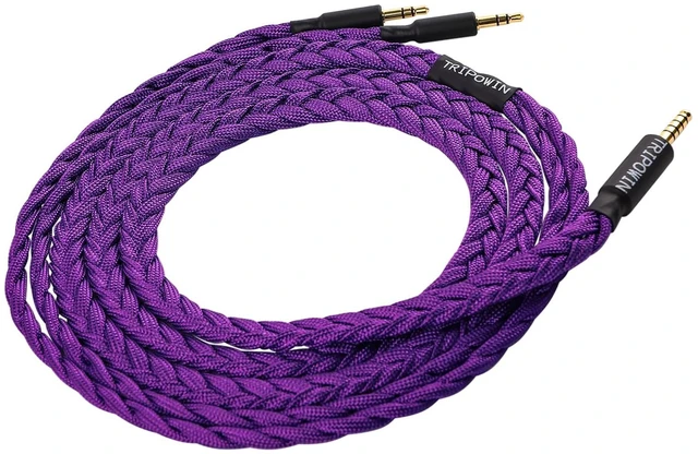 Alt view image 6 of 7 - Tripowin GranVia Upgraded OFC Headphone Replacement Cable Dual 3.5mm Connector to 4.4mm TRRRS Stereo Headphone Cable,for HE4XX/HE-400i/HE400se/Goldplanar/Focal ELEGIA, Purple, 1.5m