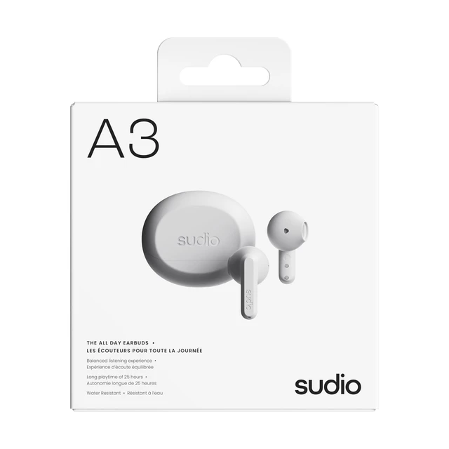 Alt view image 7 of 7 - A3 All-Day Wireless Earbuds 25H Playtime, Bluetooth Earphones 5.4, Sweat & Splashproof, Balanced Sound, Clear Calls with Enhanced Mics, USB-C Charging, Made from Recycled Plastics (White)