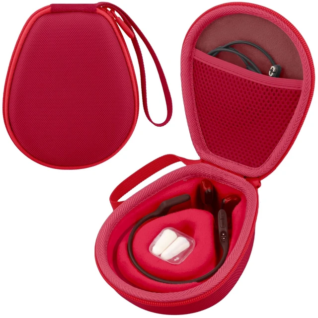 Main image of Hard Case for SHOKZ OpenRun Pro 2/1/Mini,OpenMove,OpenSwim, Red Compatible with All Dual-Size SHOKZ Open-Ear Bone Conduction Sport Headphones, Standard And Mini Fit, Custom-Molded Insert