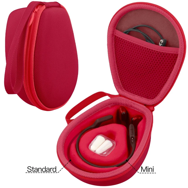 Alt view image 4 of 7 - Hard Case for SHOKZ OpenRun Pro 2/1/Mini,OpenMove,OpenSwim, Red Compatible with All Dual-Size SHOKZ Open-Ear Bone Conduction Sport Headphones, Standard And Mini Fit, Custom-Molded Insert
