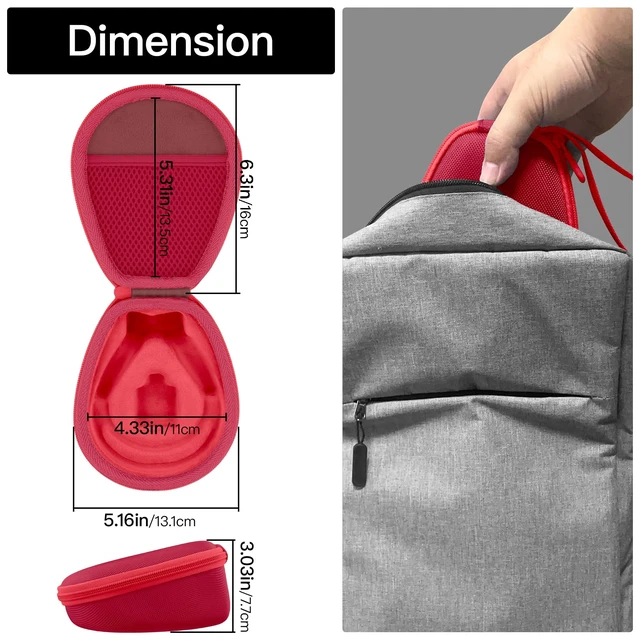 Alt view image 6 of 7 - Hard Case for SHOKZ OpenRun Pro 2/1/Mini,OpenMove,OpenSwim, Red Compatible with All Dual-Size SHOKZ Open-Ear Bone Conduction Sport Headphones, Standard And Mini Fit, Custom-Molded Insert