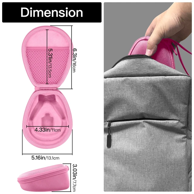 Alt view image 6 of 7 - Hard Case for SHOKZ OpenRun Pro 2/1/Mini,OpenMove,OpenSwim, Pink Compatible with All Dual-Size SHOKZ Open-Ear Bone Conduction Sport Headphones, Standard And Mini Fit, Custom-Molded Insert