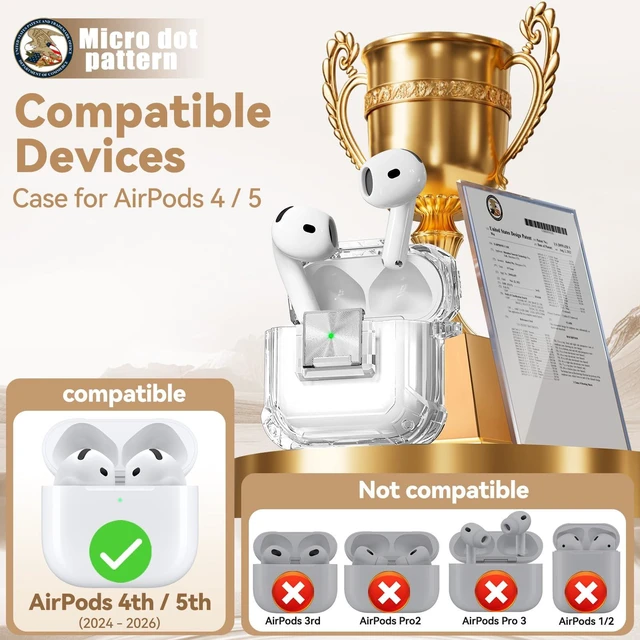Alt view image 2 of 7 - for AirPods 5/4 (2026/2024) with Safety Lock,Clear White Soft TPU Shock-Proof Clear Cover for AirPods 5 and AirPods 4 with Cute Bling Keychain and Cleaner kit for Women Girls
