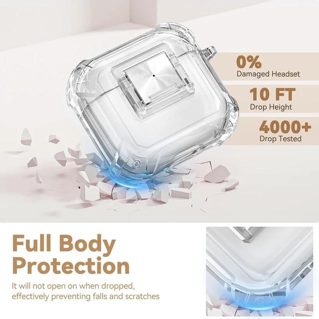 Alt view image 6 of 7 - for AirPods 5/4 (2026/2024) with Safety Lock,Clear White Soft TPU Shock-Proof Clear Cover for AirPods 5 and AirPods 4 with Cute Bling Keychain and Cleaner kit for Women Girls