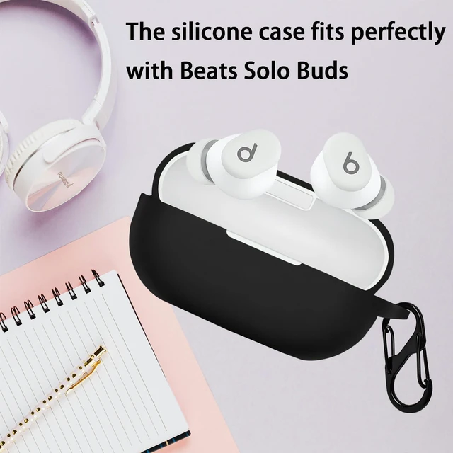 Alt view image 5 of 7 - Case Cover Compatible with Beats Solo Buds Earbuds (2024) Soft Silicone Protective Skin with Bling Keychain Accessories for Women Girl (Black)