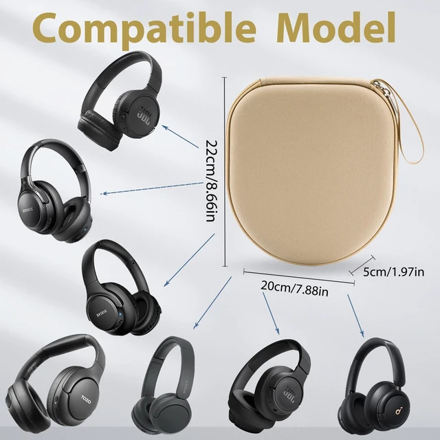 Alt view image 2 of 7 - Case Compatible with Tune 520BT 510BT 720BT 770NC 670NC, Sony WH-CH720N WH-CH520 Noise Canceling Wireless Headphones, Portable Travel Headphone Case (Beige)