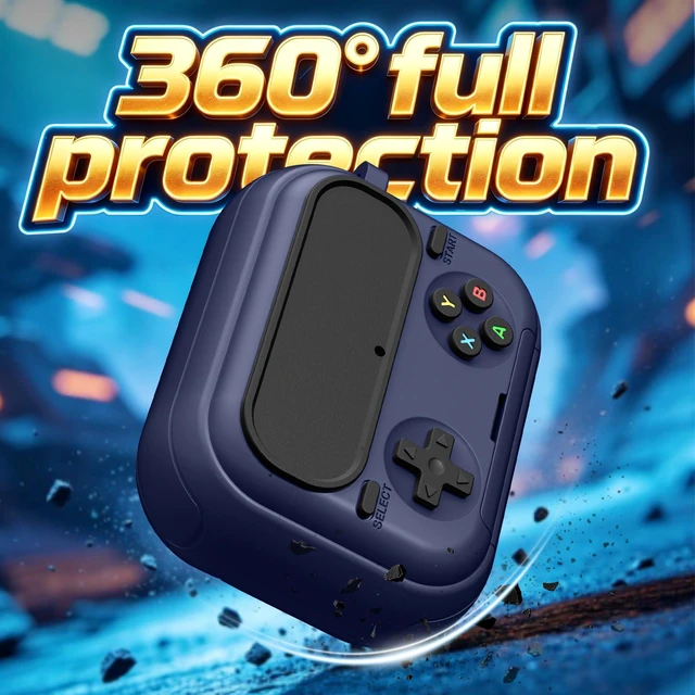 Alt view image 3 of 7 - Retro Game Case for AirPods Pro 3 Game Console Design Protective Cover with Foldable Stand, Secure Lock Anti-Drop Shockproof PC+TPU Case, Keychain & Cleaning Kit for Men & Boys, White