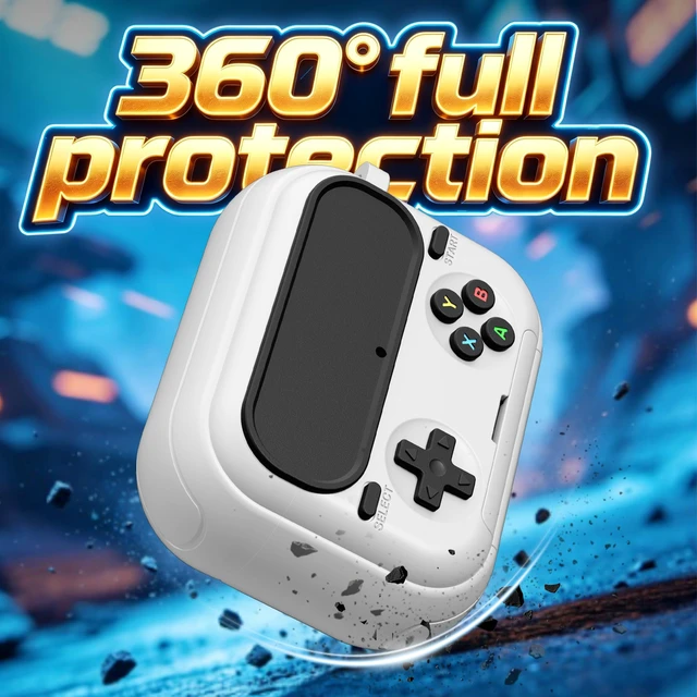 Alt view image 3 of 7 - Retro Game Case for AirPods Pro 3 Game Console Design Protective Cover with Foldable Stand, Secure Lock Anti-Drop Shockproof PC+TPU Case, Keychain & Cleaning Kit for Men & Boys, White