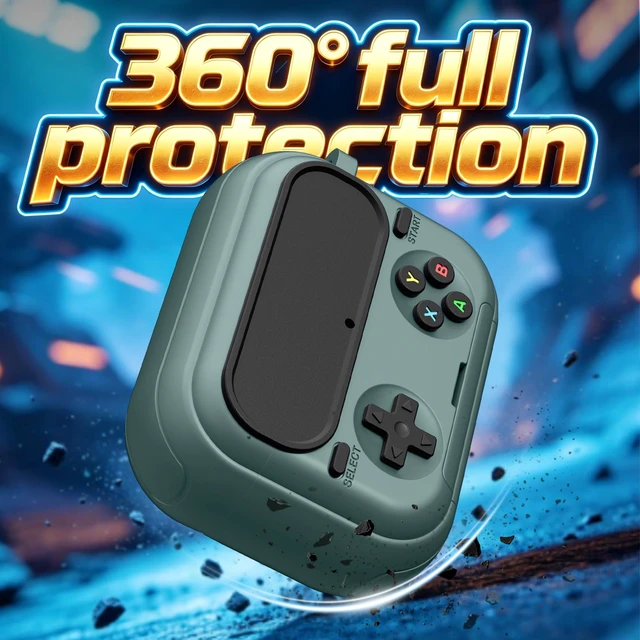 Alt view image 3 of 7 - Retro Game Case for AirPods Pro 3 Game Console Design Protective Cover with Foldable Stand, Secure Lock Anti-Drop Shockproof PC+TPU Case, Keychain & Cleaning Kit for Men & Boys, Pine Green
