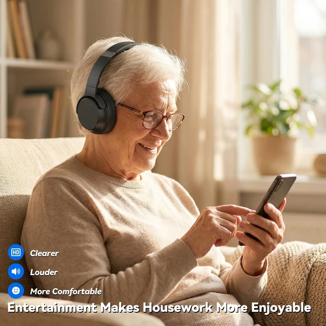 Alt view image 3 of 7 - Wireless Headphones for TV, TV Headphones Wireless for Seniors with Transmitting Charging Dock, 65H Battery, Ultra-Low Latency, Plug-Play, Optical RCA AUX Bluetooth, Gifts for Parents and Elderly